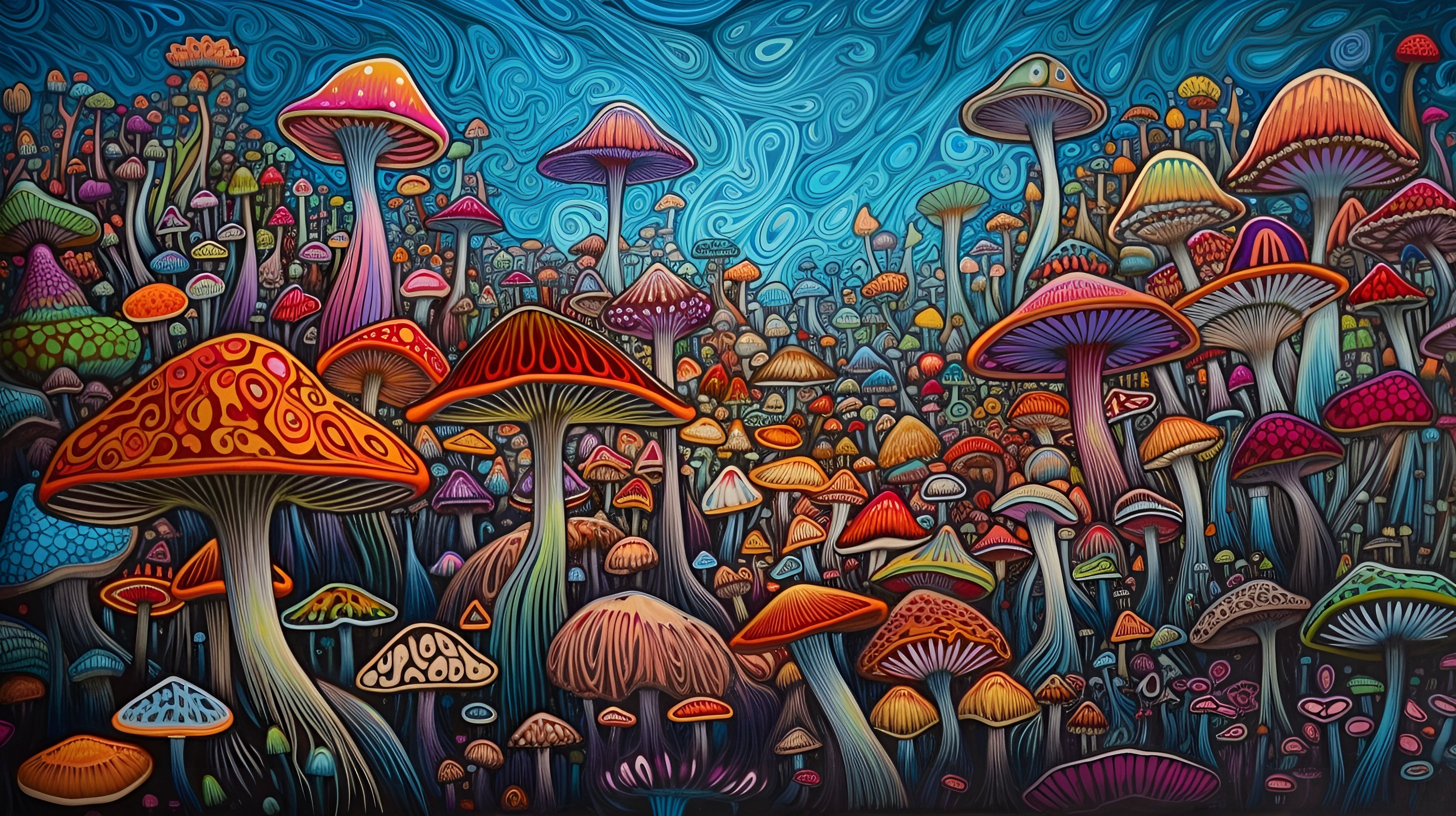 Trippy Fashion Colorful Magic Mushroom Banner
