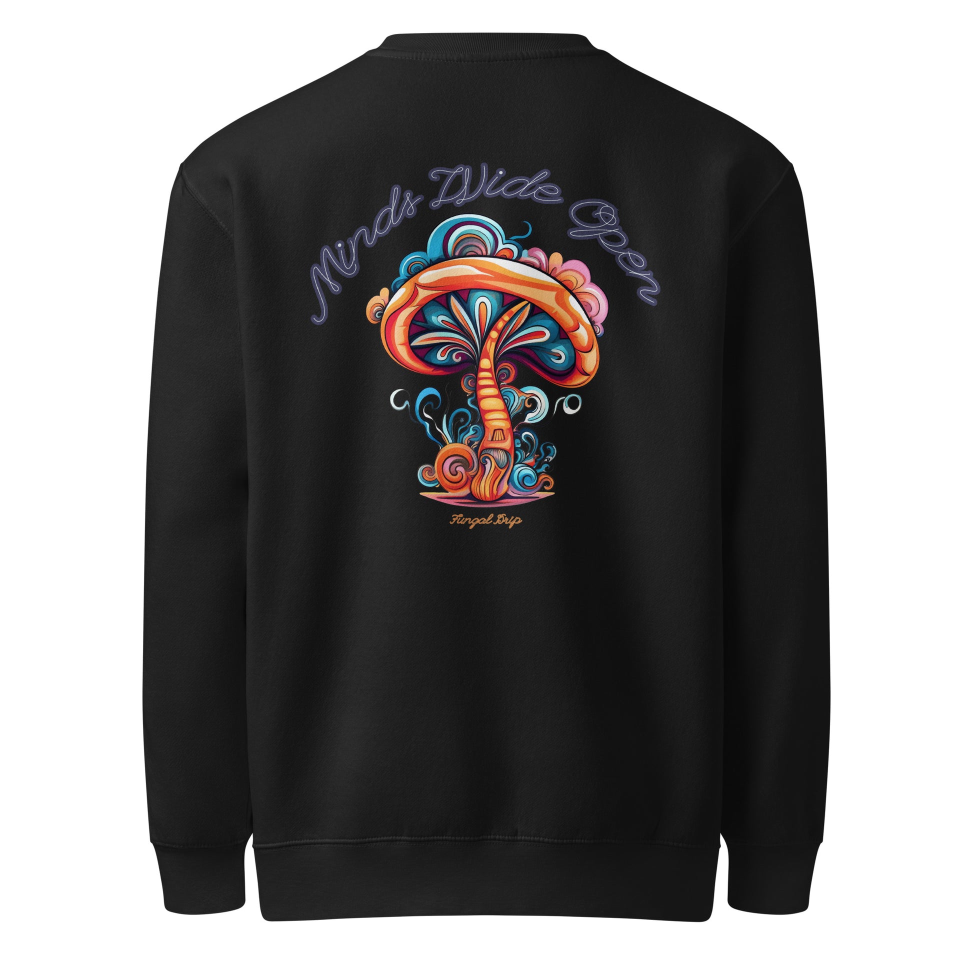 Spore Spectrum Crewneck – Psychedelic Mushroom Sweatshirt by Fungal Drip – Black Back