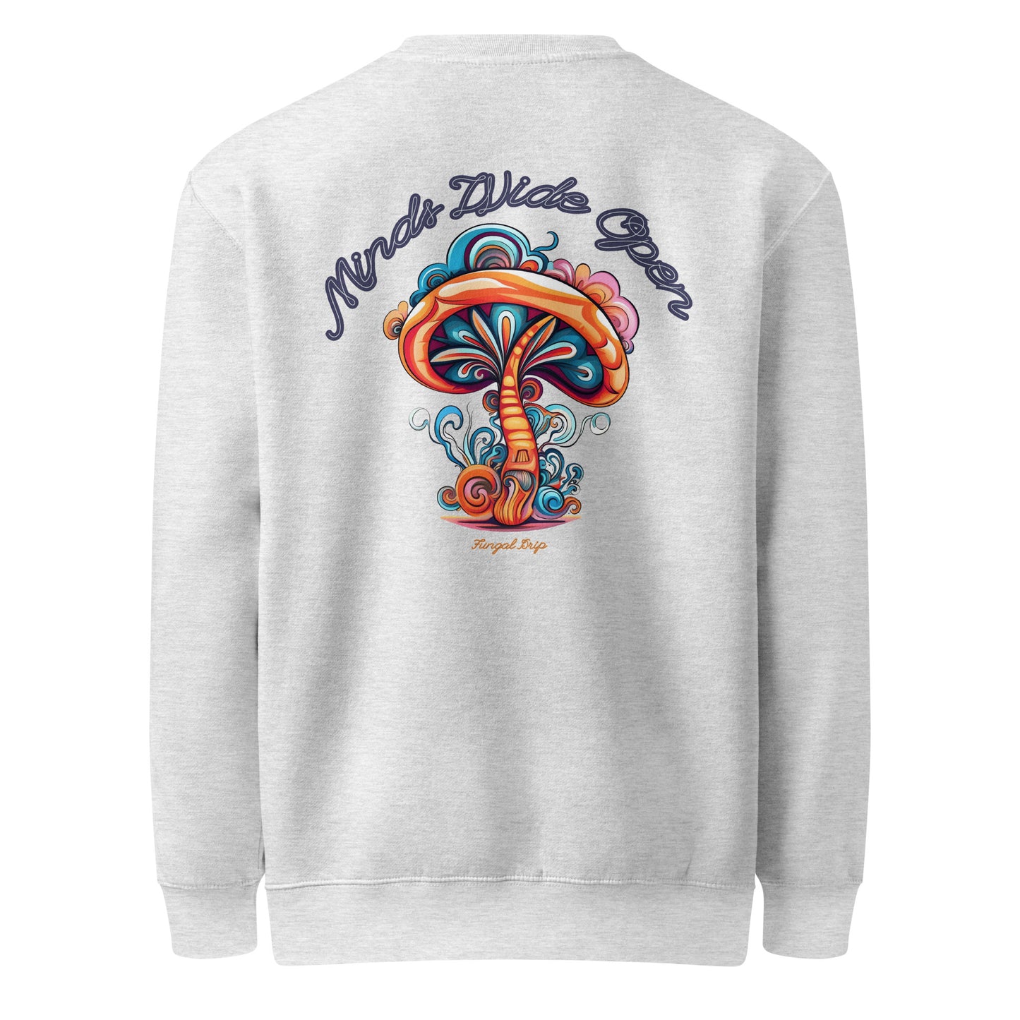 Spore Spectrum Crewneck – Psychedelic Mushroom Sweatshirt by Fungal Drip – Heather Grey Back
