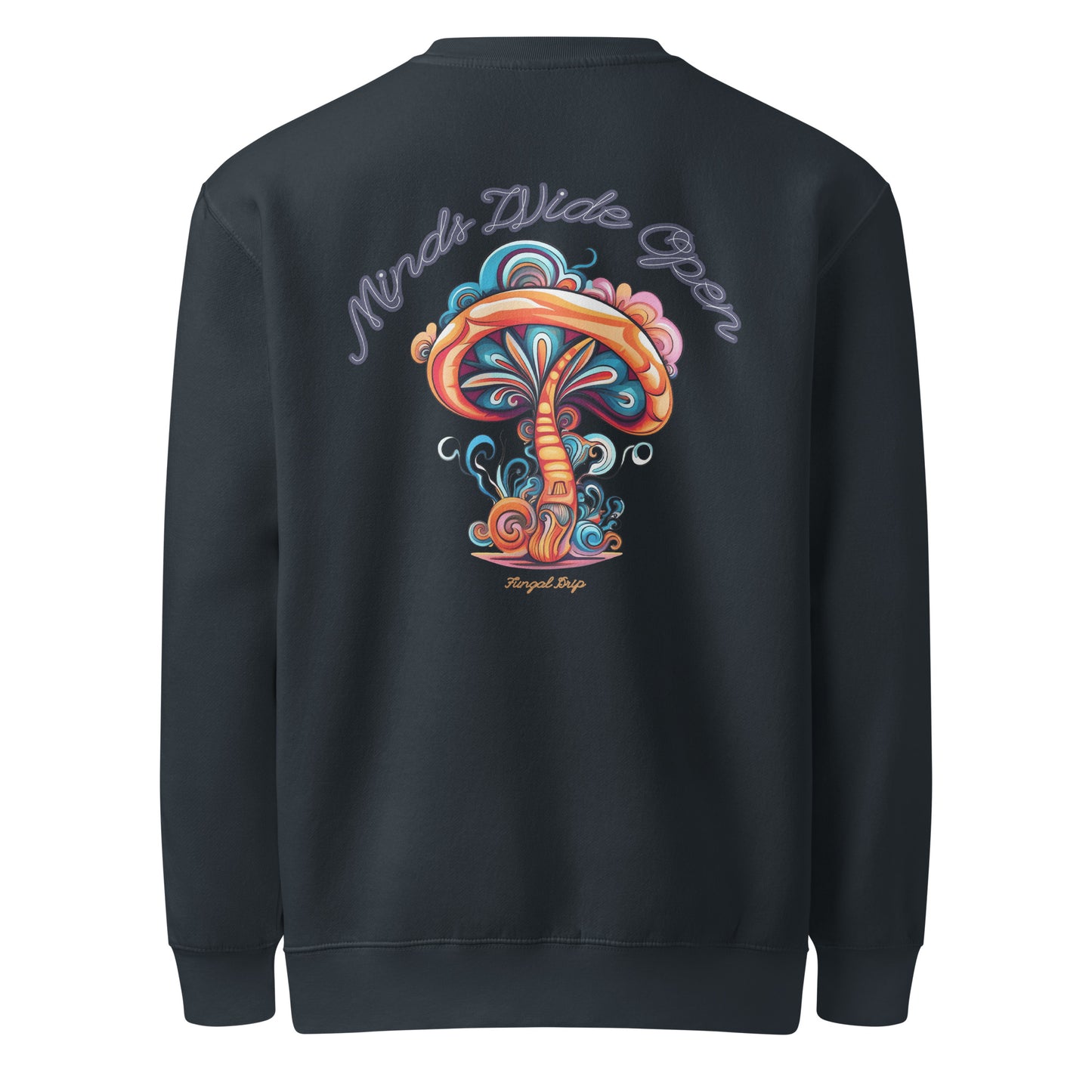 Spore Spectrum Crewneck – Psychedelic Mushroom Sweatshirt by Fungal Drip – Navy Back