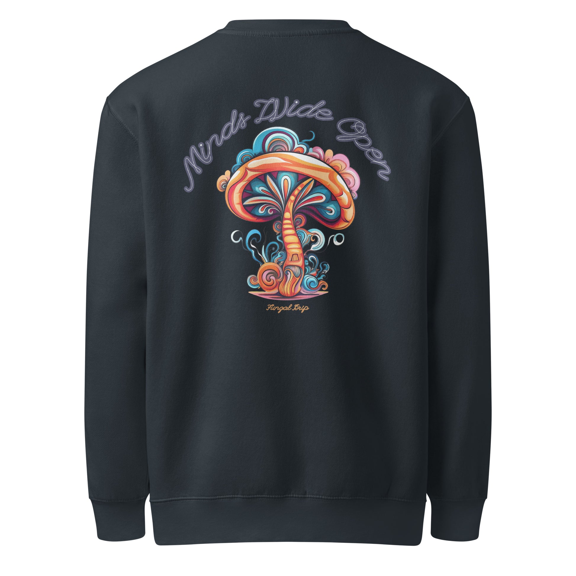 Spore Spectrum Crewneck – Psychedelic Mushroom Sweatshirt by Fungal Drip – Navy Back