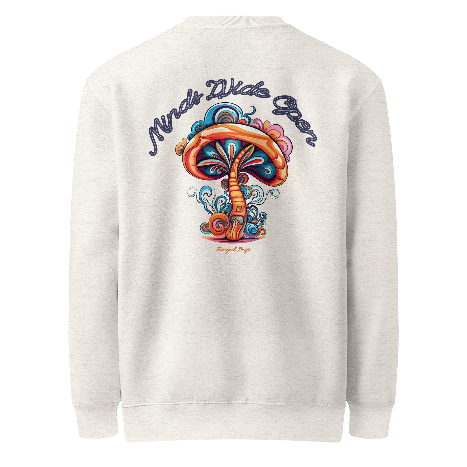 Spore Spectrum Crewneck – Psychedelic Mushroom Sweatshirt by Fungal Drip – Oatmeal Heather Back