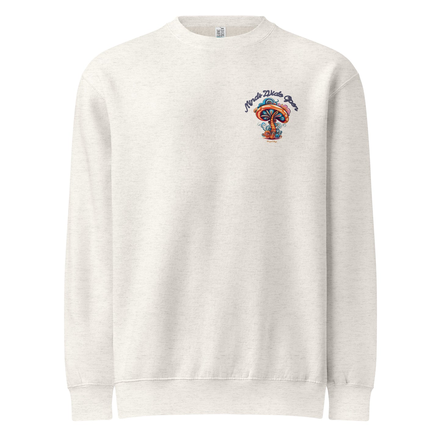 Spore Spectrum Crewneck – Psychedelic Mushroom Sweatshirt by Fungal Drip – Oatmeal Heather Front