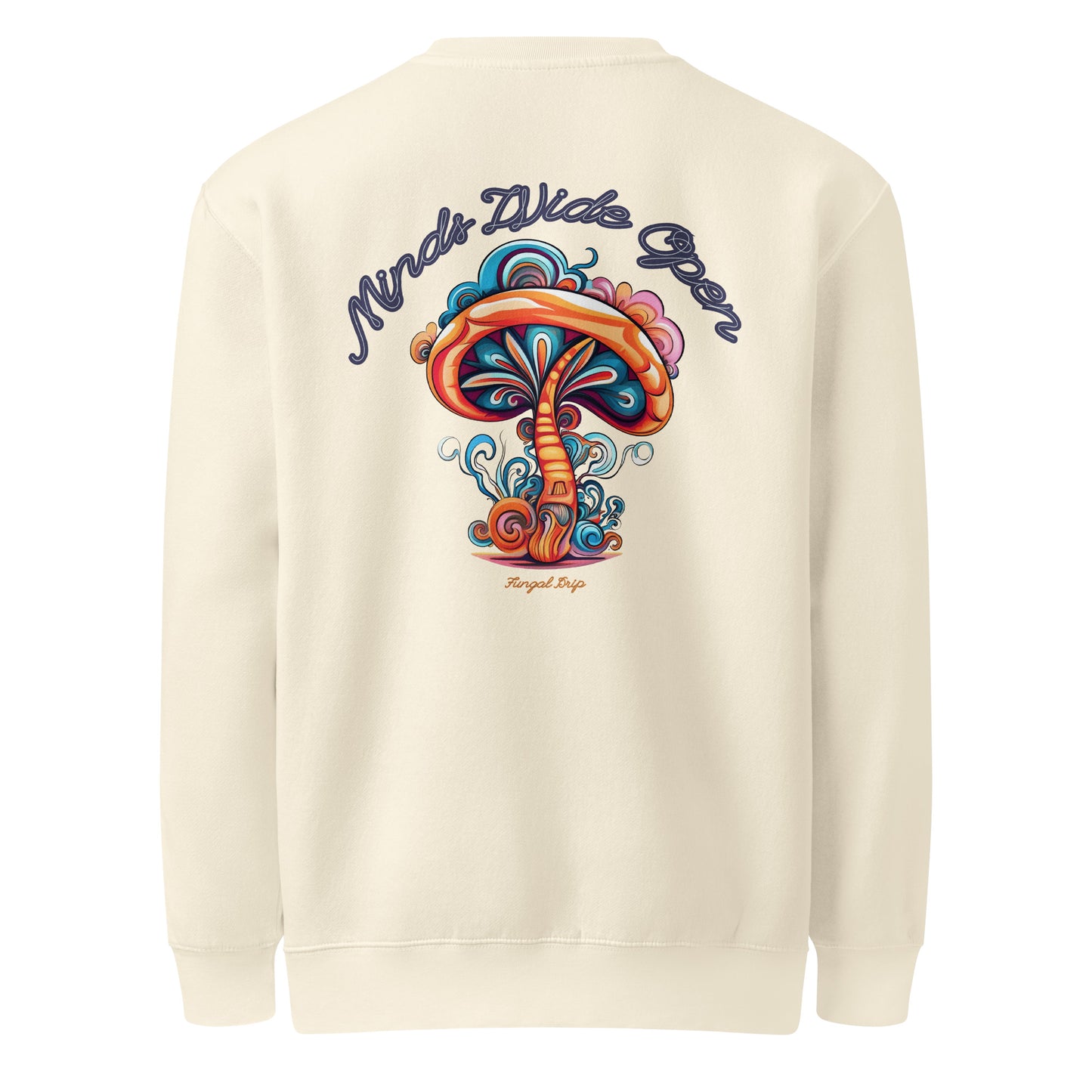Spore Spectrum Crewneck – Psychedelic Mushroom Sweatshirt by Fungal Drip – Sandshell Back